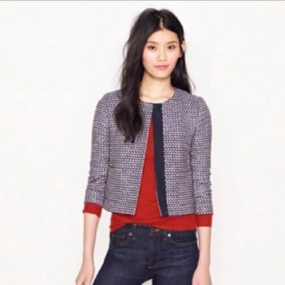 J. Crew Jackets & Blazers - J Crew Women's Navy Blue Woven Silk Blend Jacket sz 2 #K2